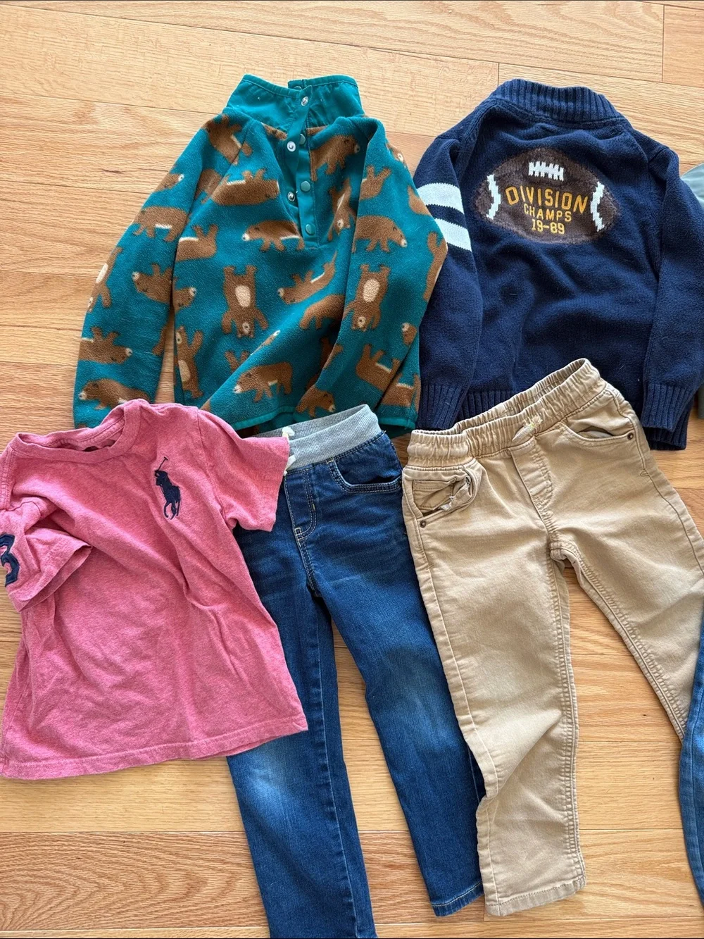 Lot of Boys Clothing - Jacket, Sweaters, Jeans & Pants - Green, Navy, Tan, Blue